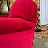 Pair of Red Velvet Art Deco Club Armchairs