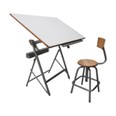 Table and chair of architect by Unic, 50s