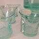 Service en verre soufflé bullé vert d'eau – Coupe sur pied, 5 tasses et louche