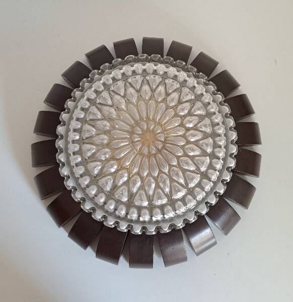 Glass and wood ceiling light