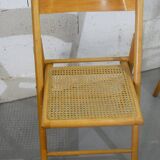 Pair of vintage folding chairs in solid beech, 1970s