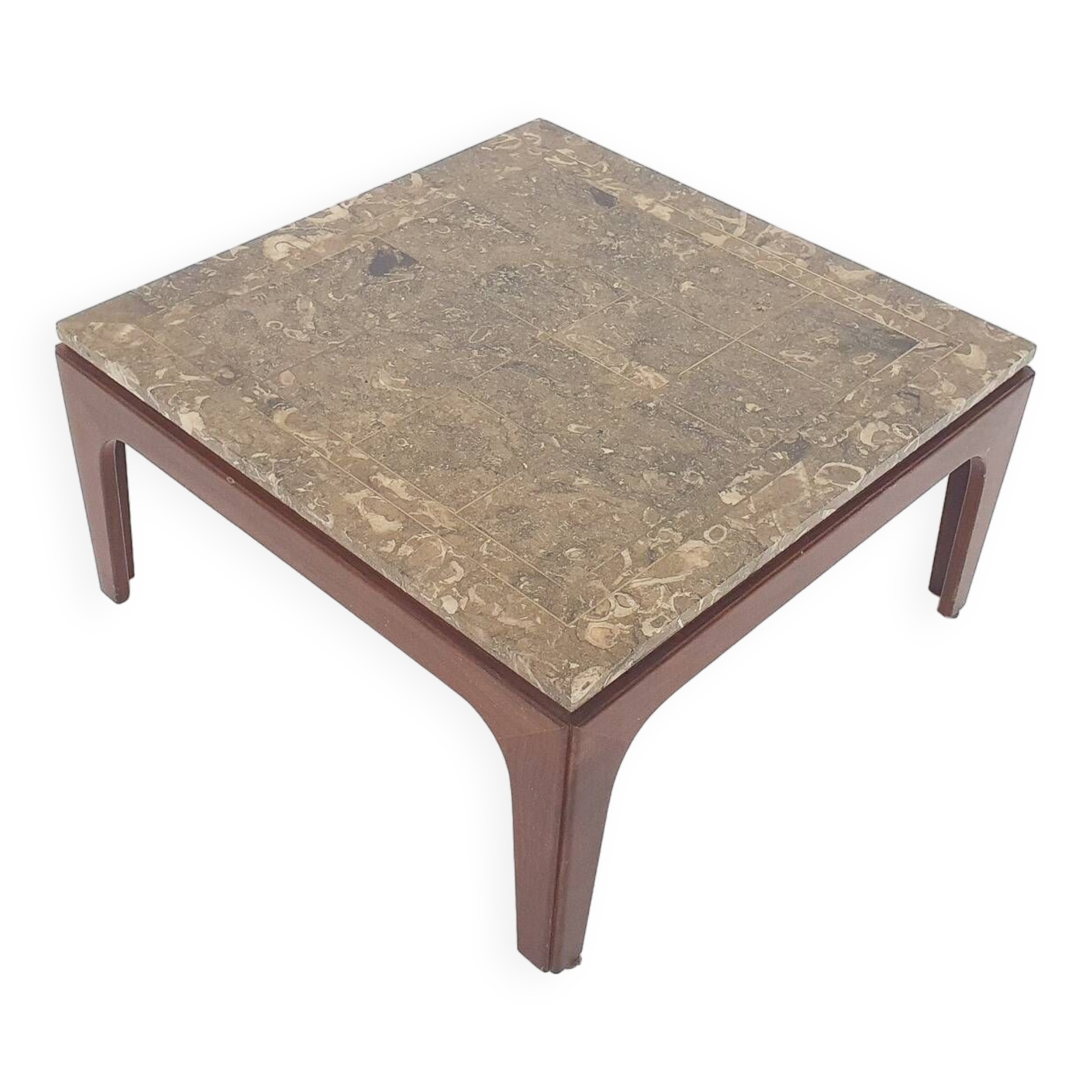 Mid-century fossil stone coffee table
