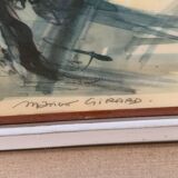 Lithograph notre dame et les bouquinistes signed by Marius Girard vintage