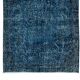 3.7x6.9 Ft Vintage Hand-Knotted Navy Blue Over-Dyed Rug from Turkey, Woolen Floor Covering. NTEK0797