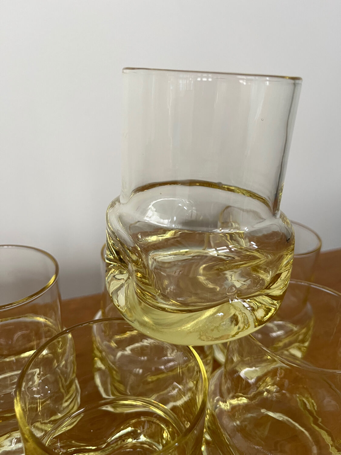 Set of 6 vintage yellow whisky glasses