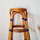 Vintage high stool Multicanne - Rattan & blue Rilsan