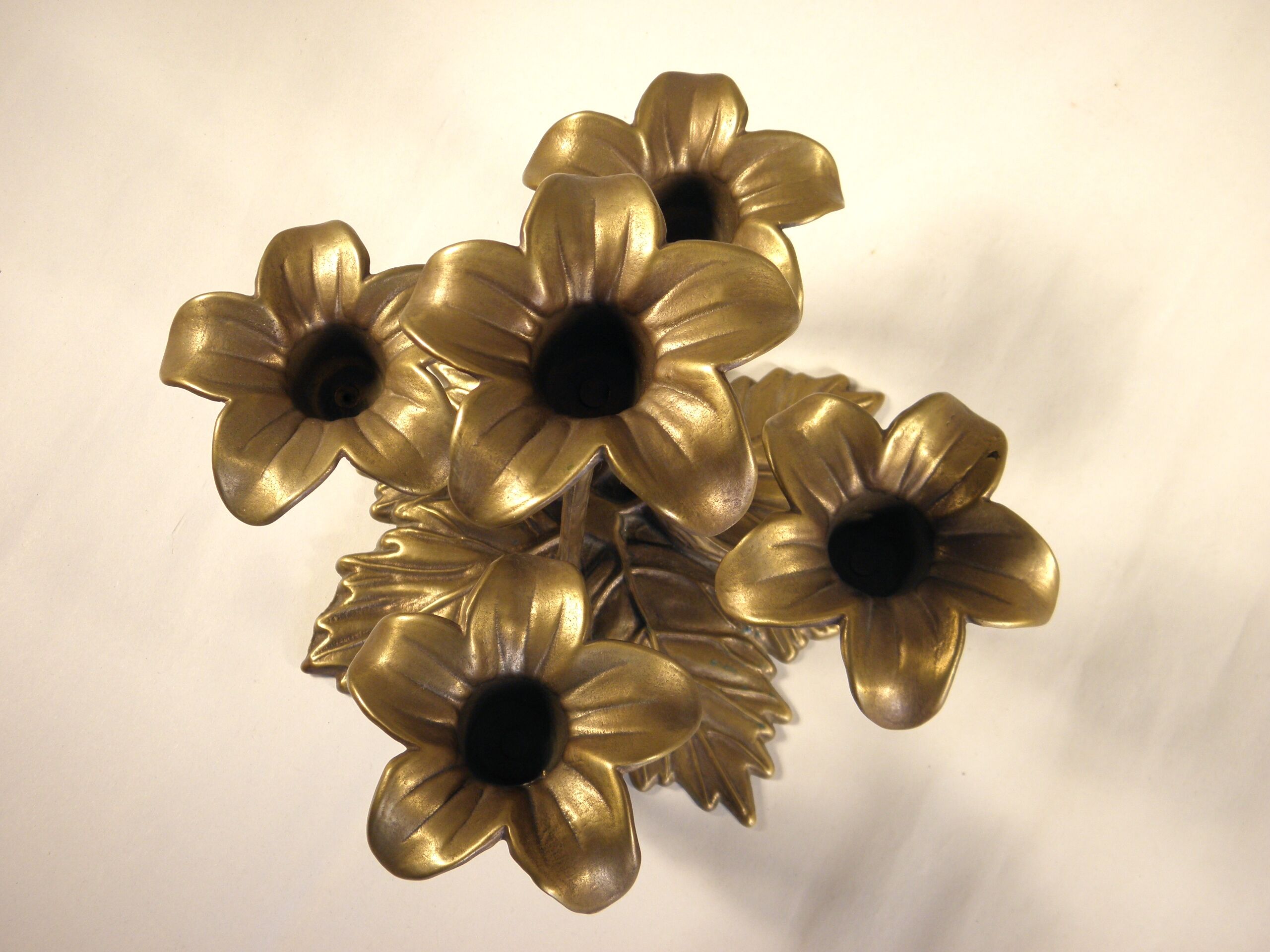 Candlestick - candlestick " flowers " in gilded bronze