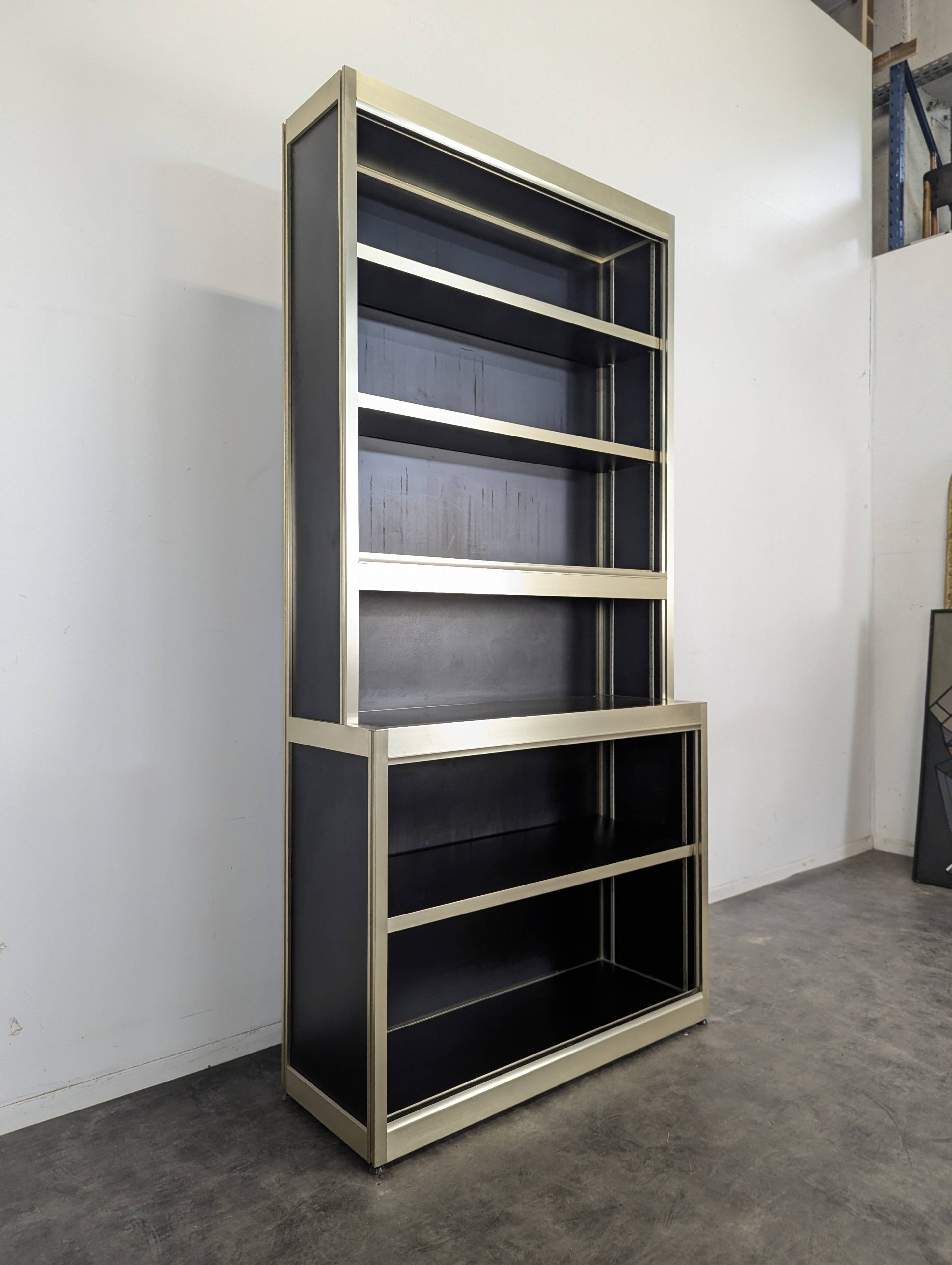 Vintage aluminium and glass display cabinet from the 1980s.