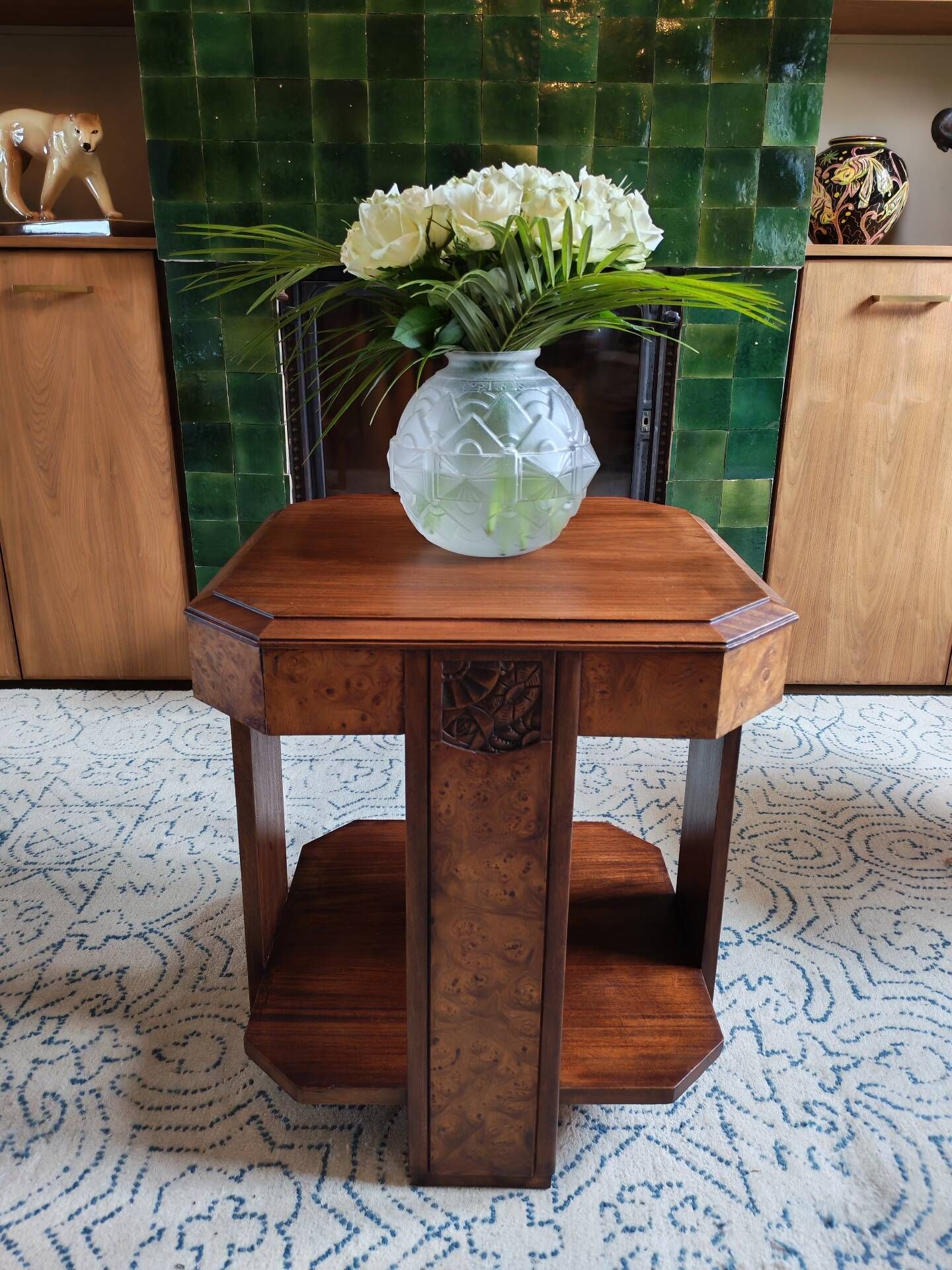 Art Deco coffee table in walnut