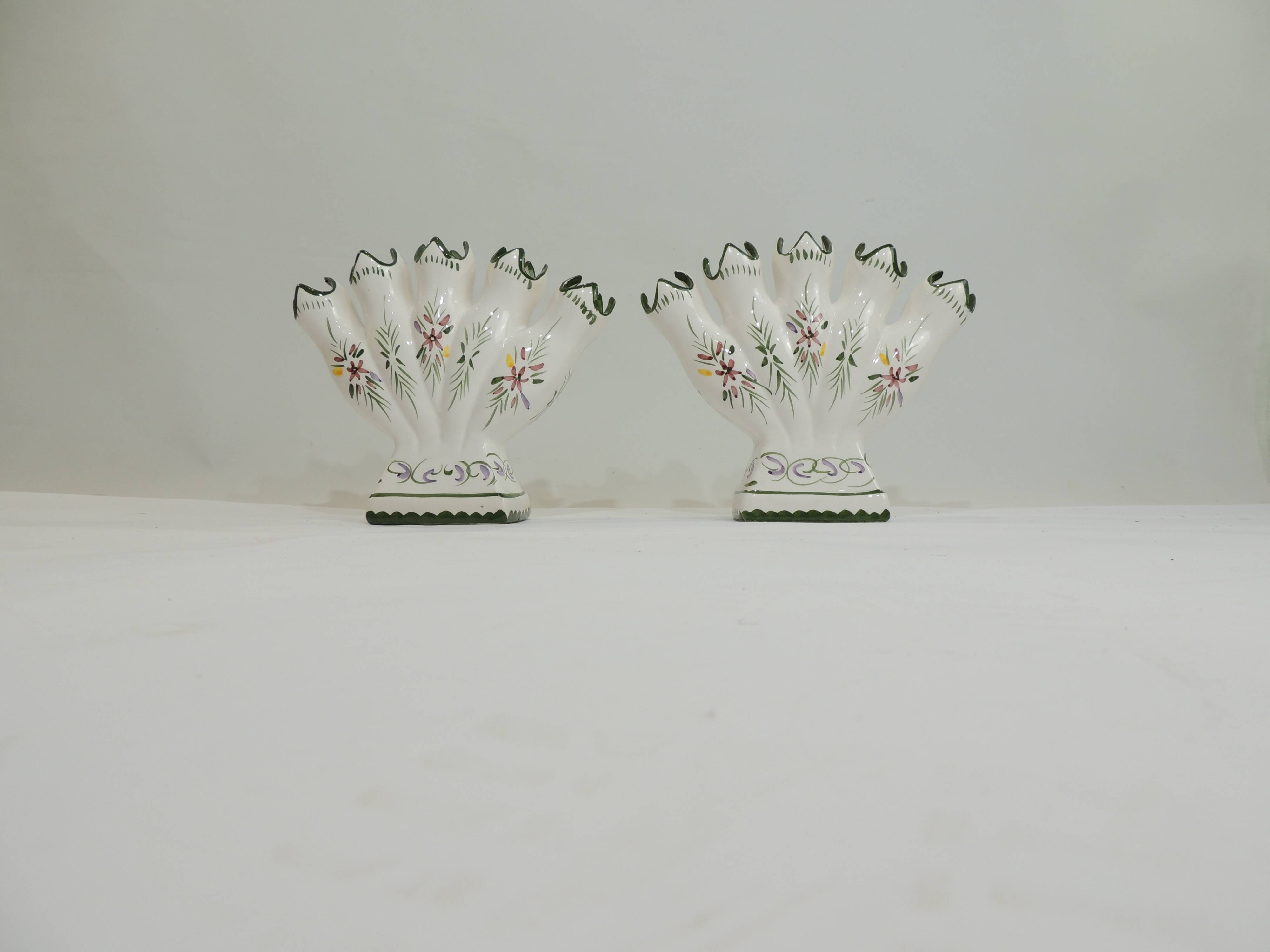 Pair vase soliflore faience/vintage