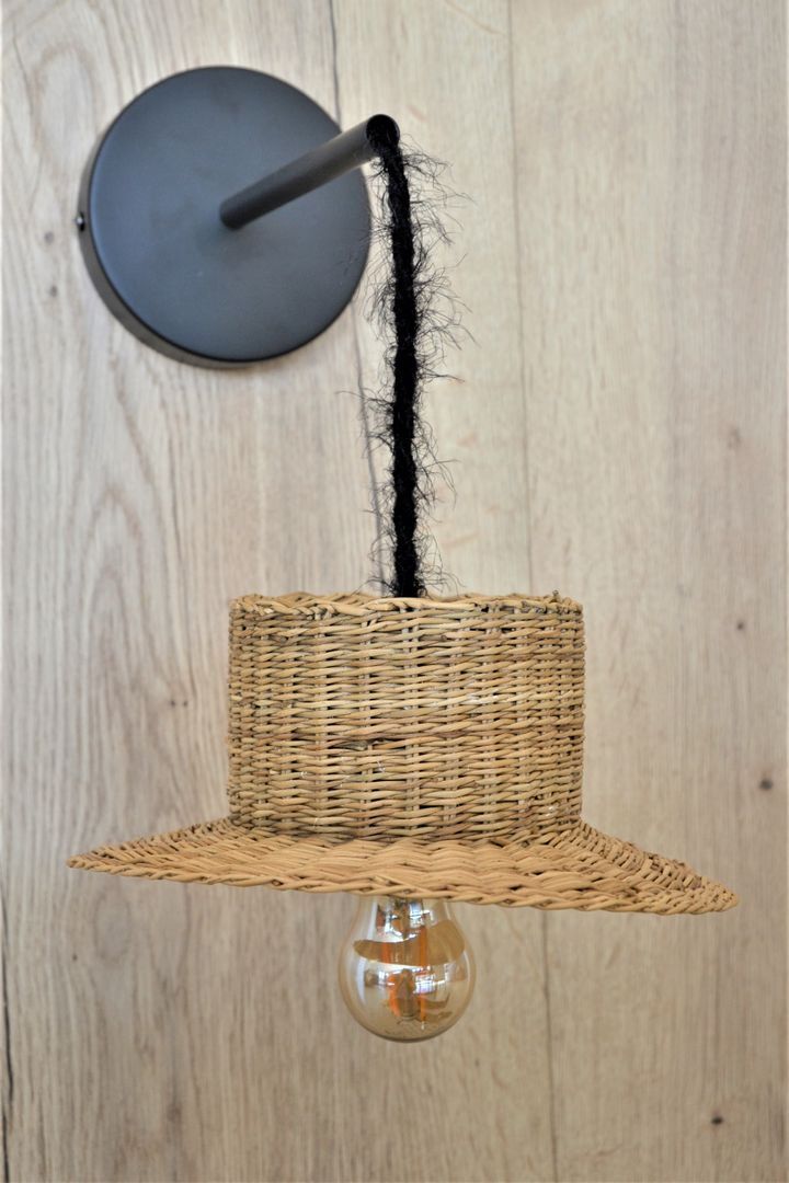 Pair of wall lamps mini straw hat
