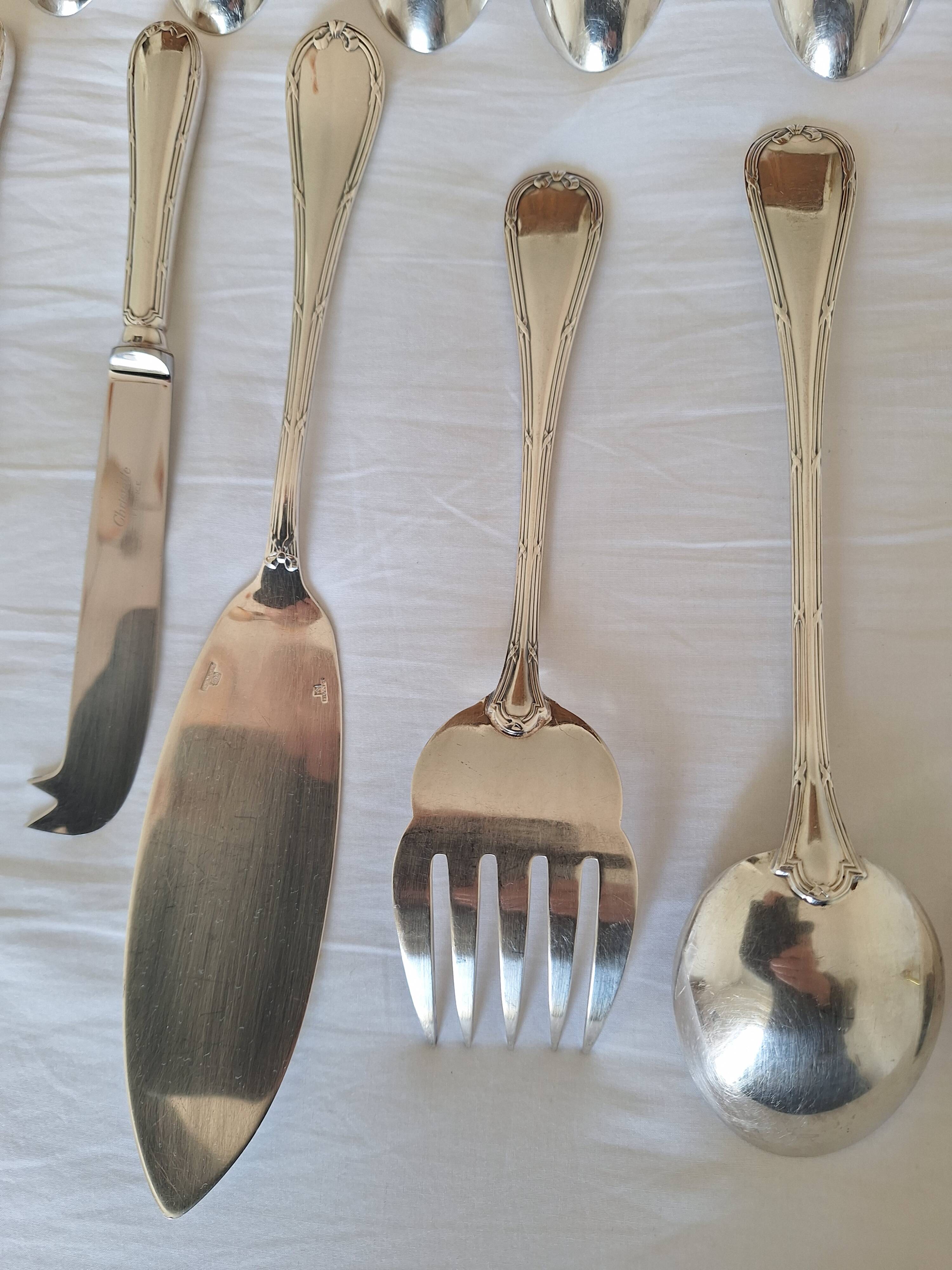 Christofle Rubans Cutlery Set - 133 pieces in silver-plated metal