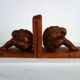 Vintage wooden bookends weeping Buddha