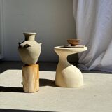 Petrified wood catchall or dish, grey with black rim, D29.5x25.5 -3321