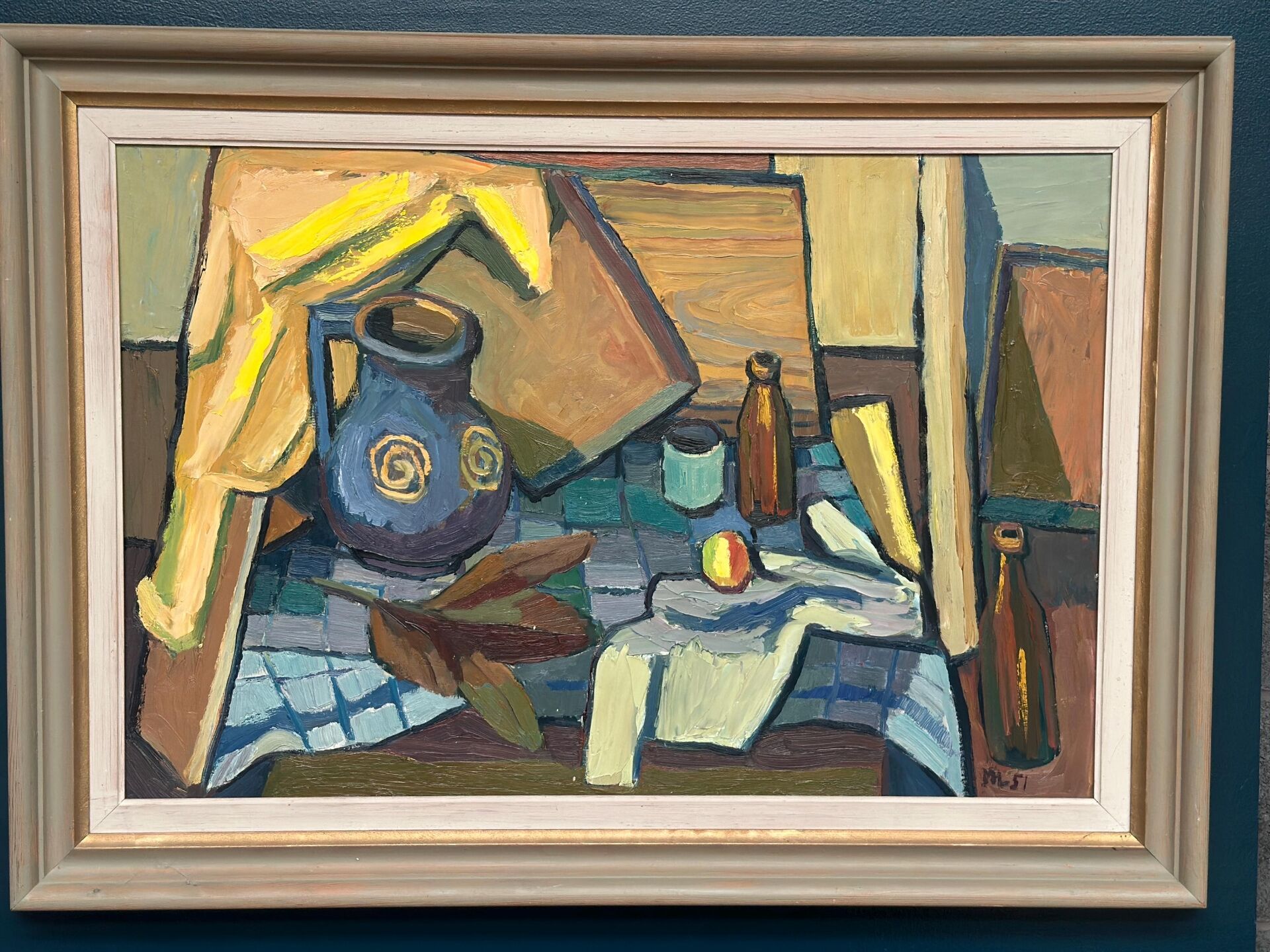 Oil on Panel – “Still Life with Jug and Bottles” by Martin Lindberg