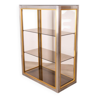 Vitrine etagere vintage années 70 laiton et verre design renato zevi