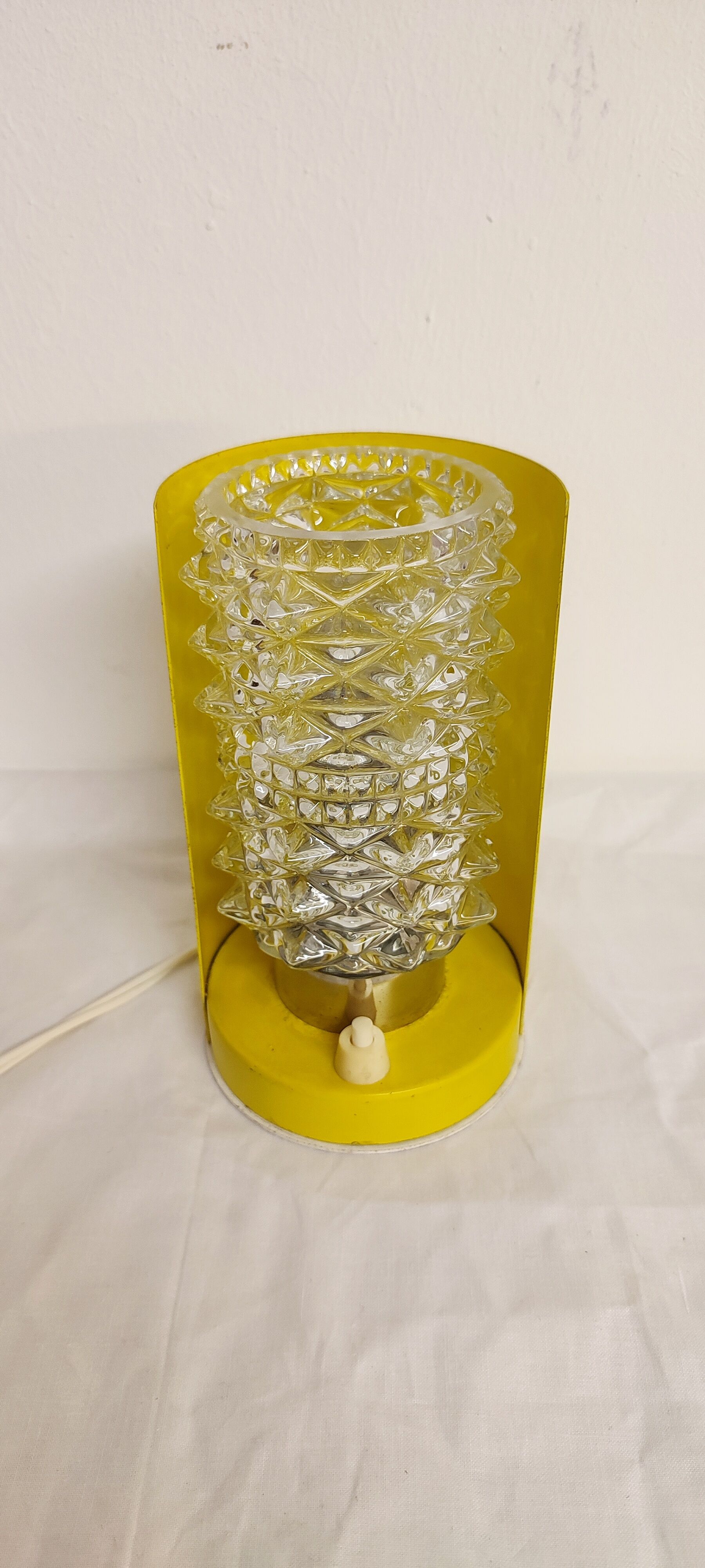 Metal and glass table lamp. Spain, 1970s.