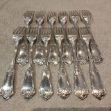 12 silver-plated metal table forks by Boulenger in the Louis XV style, demi-rich.