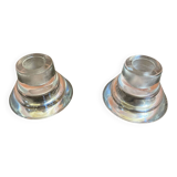 Pair of Candle Holders Design KNUT and MARIANNE HAGBERG Vintage Moulded Glass