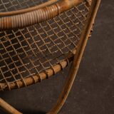 Rattan and glass coffee table
