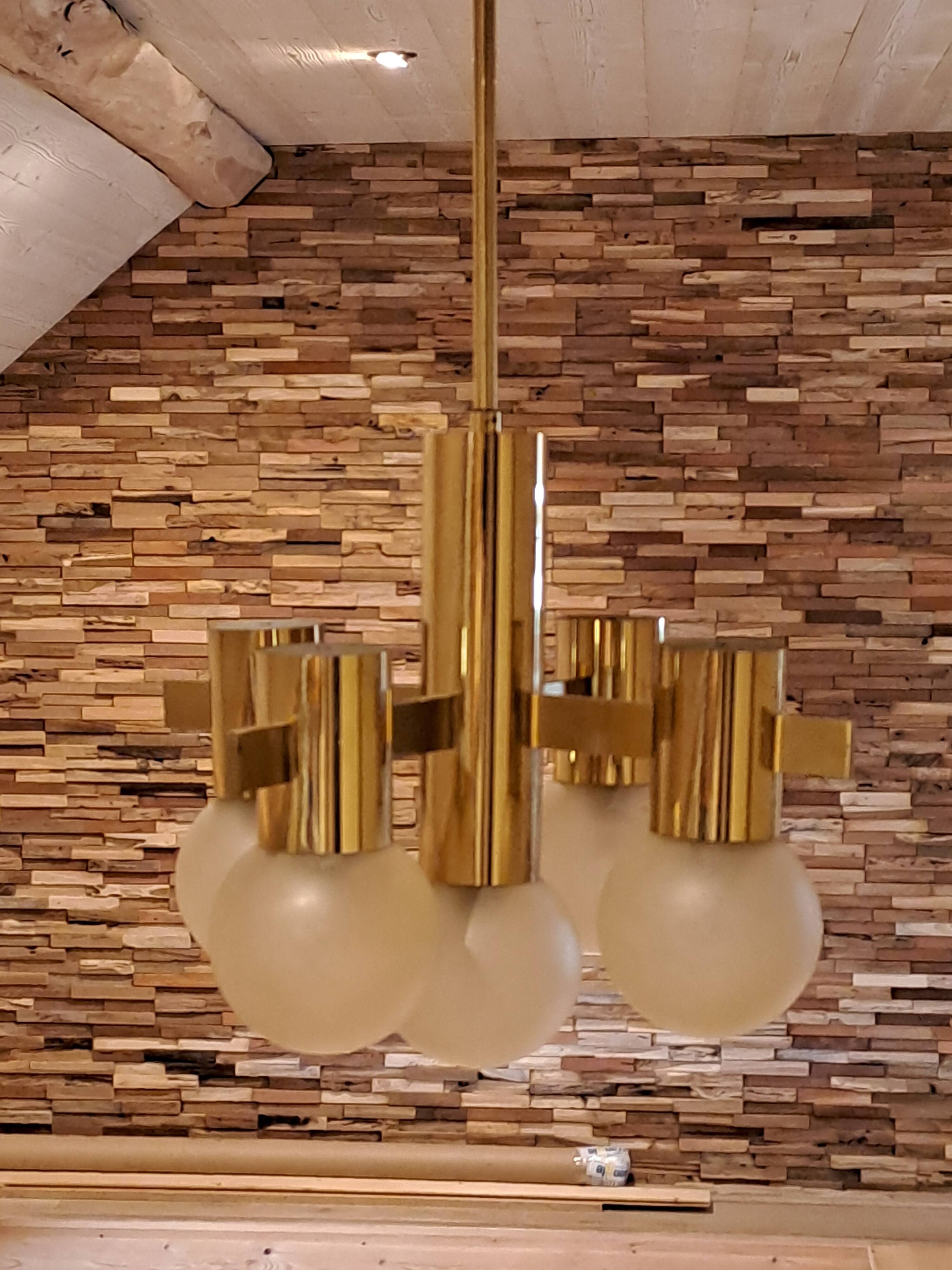 Brass globe chandelier by Hans Agne Jakobsson from the 1960s