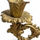Italian candelabrum with five lights in gilded metal, rococo decoration and fe