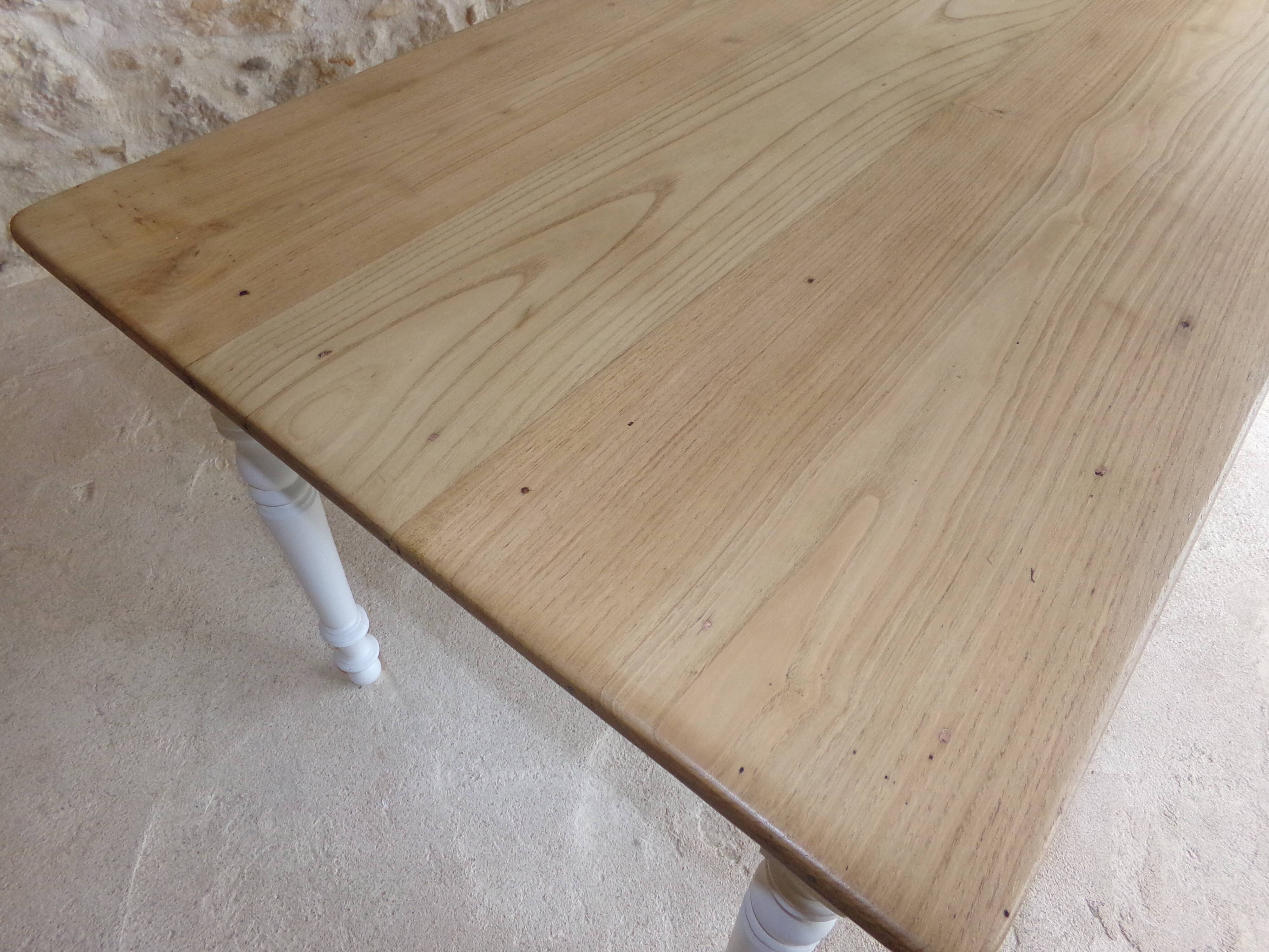 Old farm table turned feet