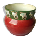 Faience pot cover slip decor fish garland