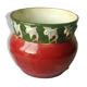 Cache pot en faience barbotine decor guirlande de poisson