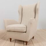 Pair of Italian wingback lounge chairs reupholstered