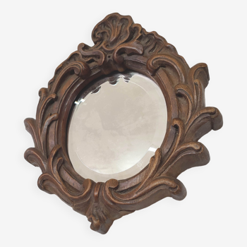 Miroir biseauté en bois massif