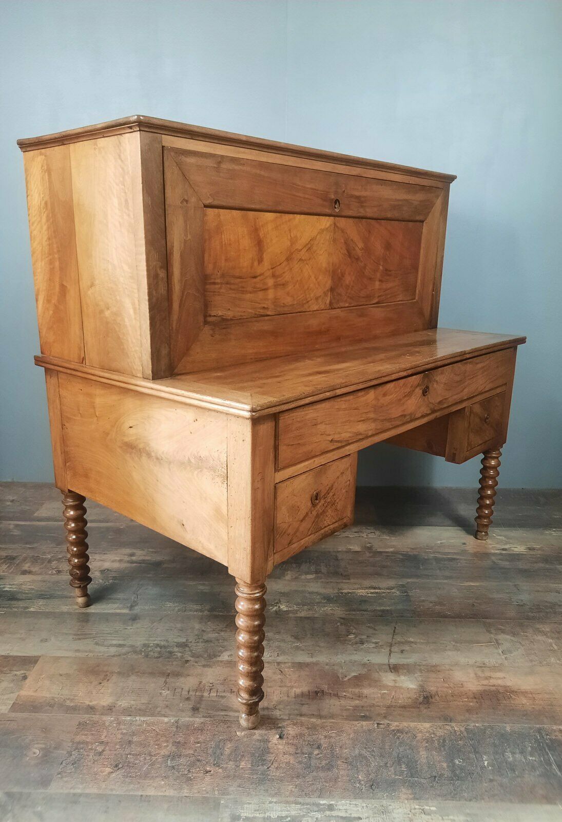 Secretary in stepped period Louis Philippe XIX th in walnut.