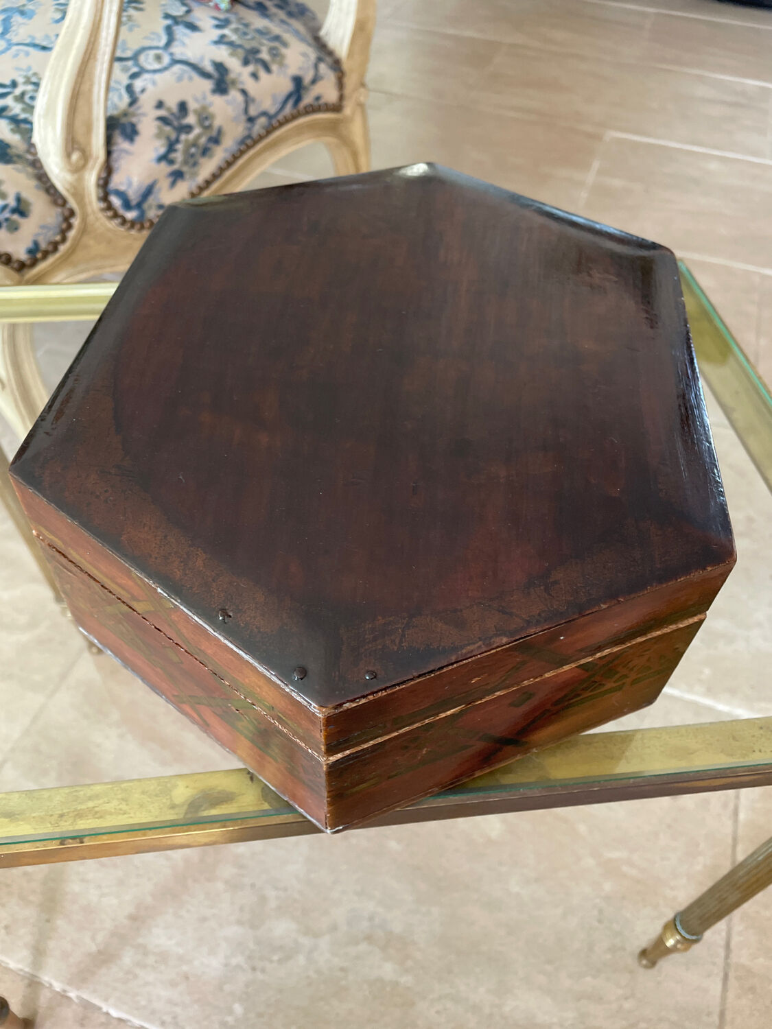 Old varnished wooden box