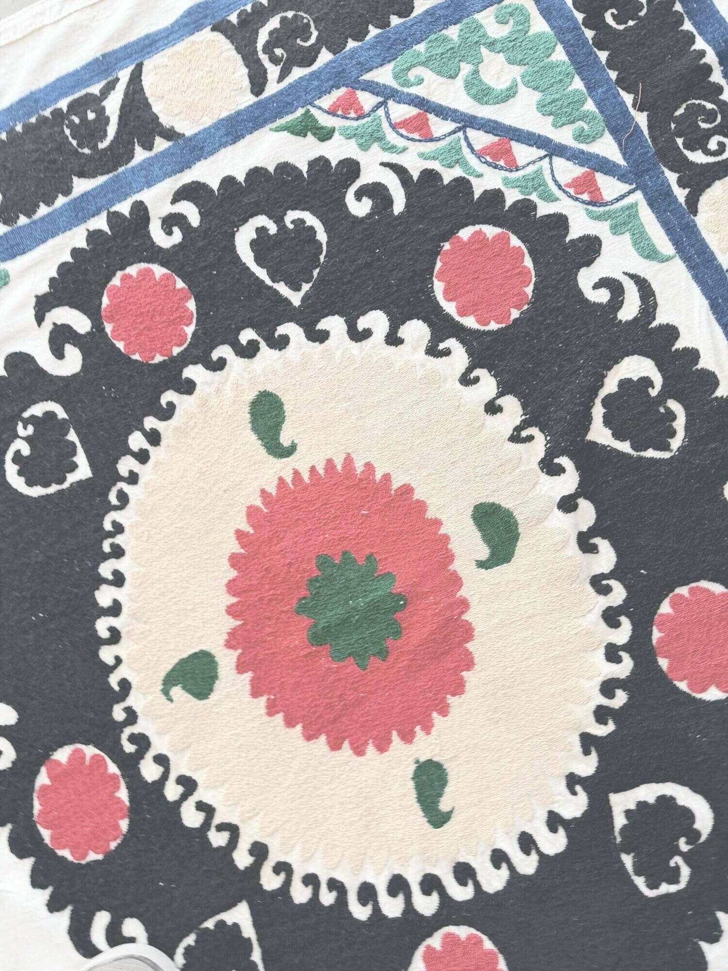 Vintage hand-embroidered tribal tapestry 130x137 cm
