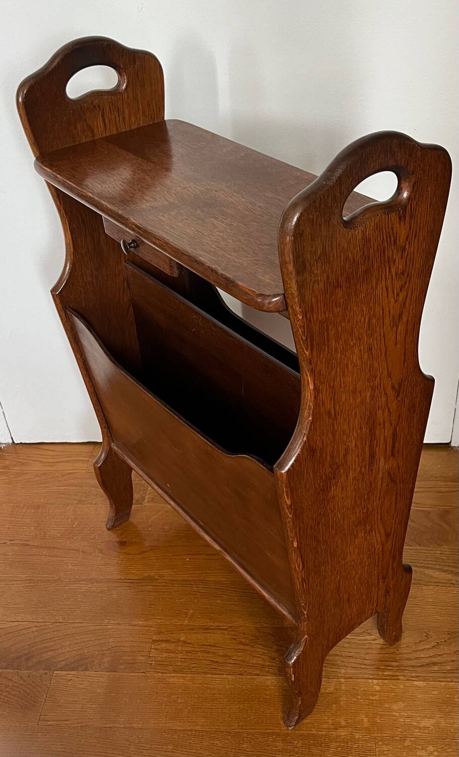 Vintage wooden end table magazine holder