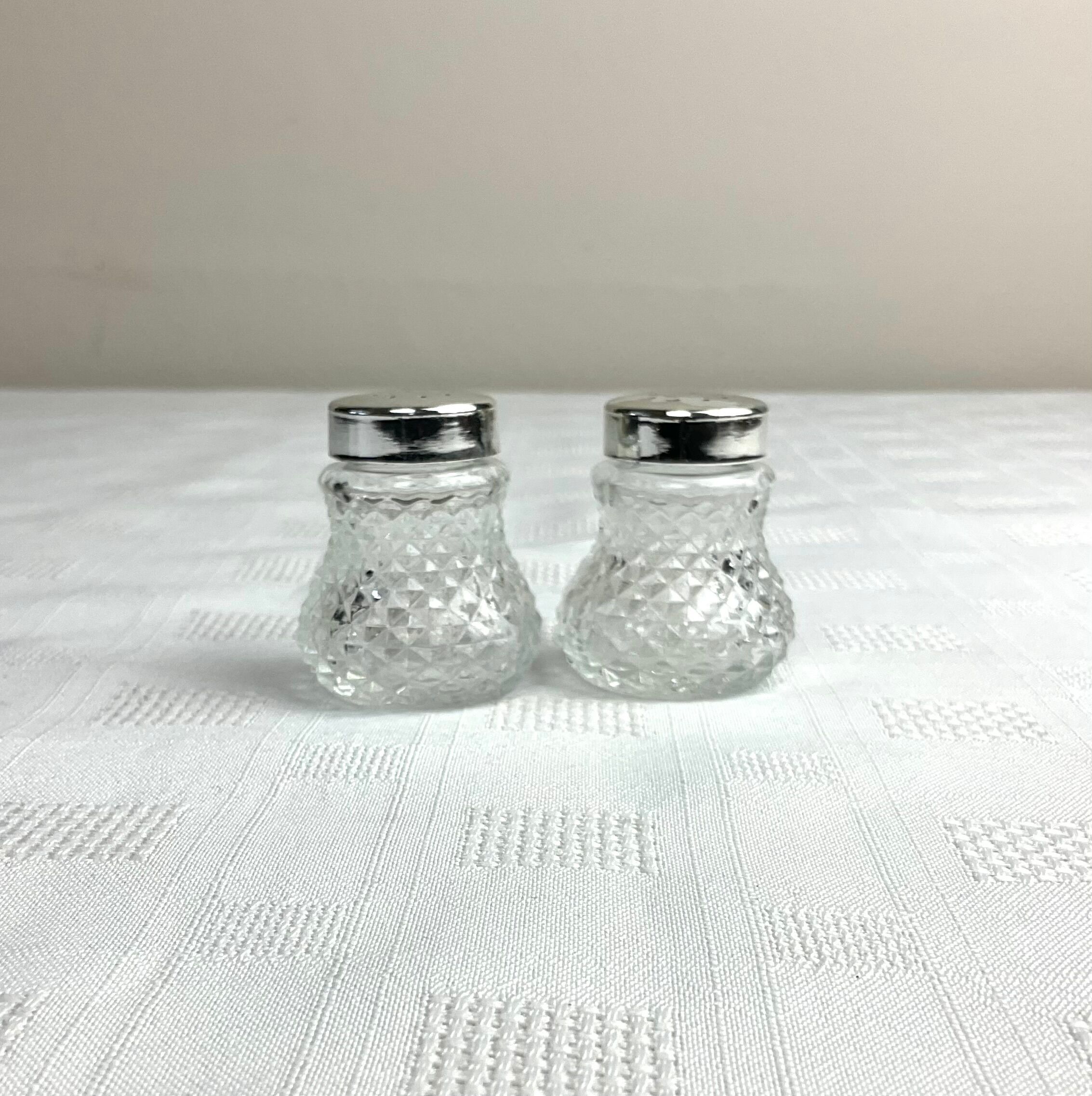 Very small glass salt shaker and pepper shaker vintage BMF