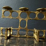 Brass chandelier handcrafted by Heinz Goll, brutalist, Austria 1970.