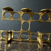 Brass chandelier handcrafted by Heinz Goll, brutalist, Austria 1970.