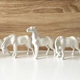 5 White Porcelain Glazed Horses of Happiness Figurines Statuettes