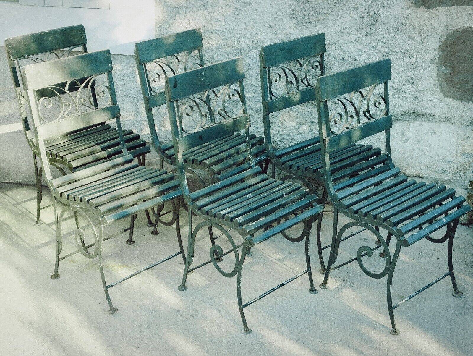 Garden furniture set with 6 chairs, known as Vichy? Art Nouveau 1880?