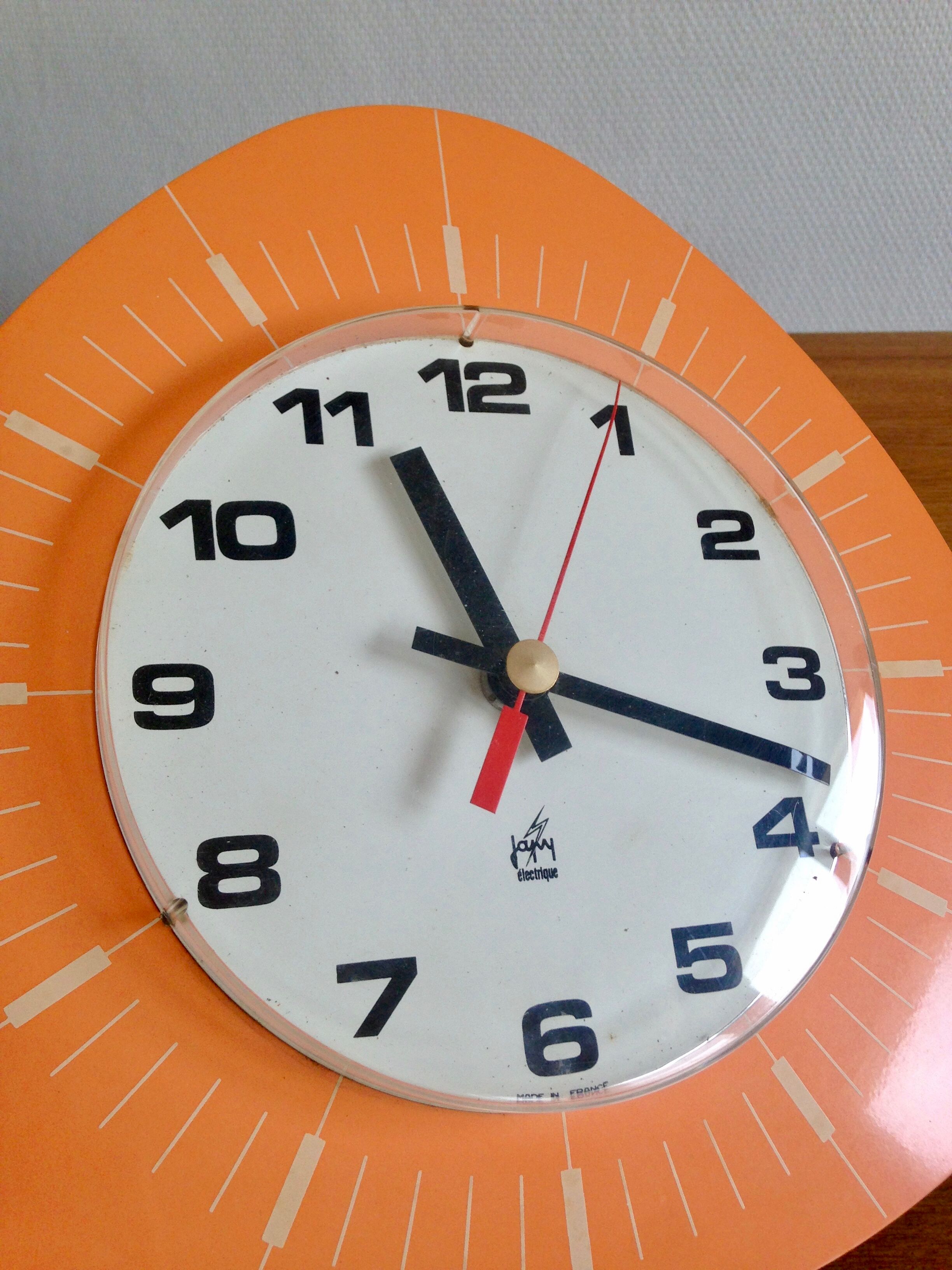 Clock japy - orange formica - 1960