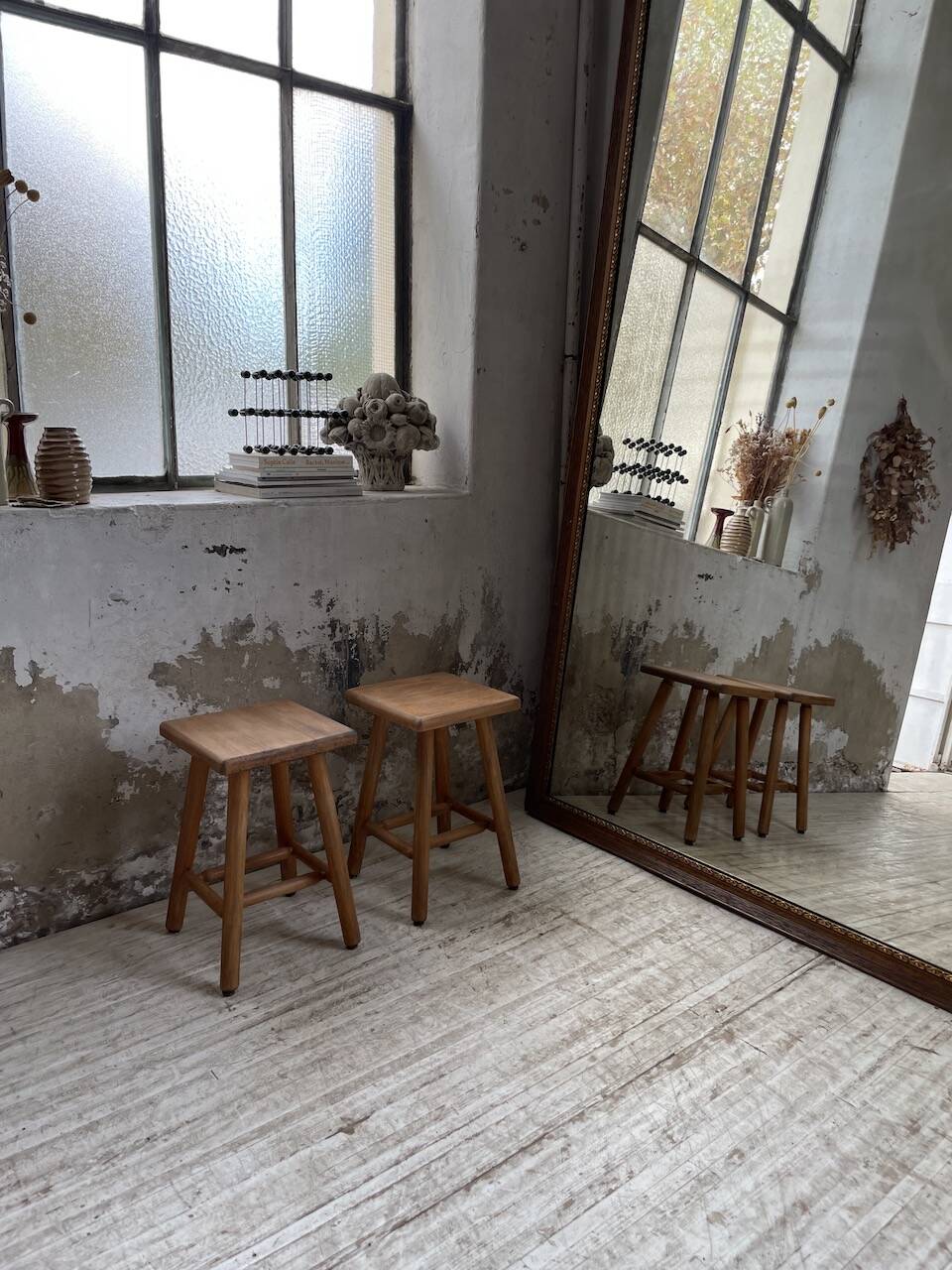 Pair of beech stools