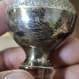 Pair of antique crystal and solid silver decanters.