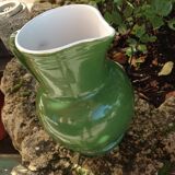 Pitcher ball in glazed green ceramic vintage 60s-70s