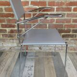 Lot of 4 Italian design chairs in leather and chrome