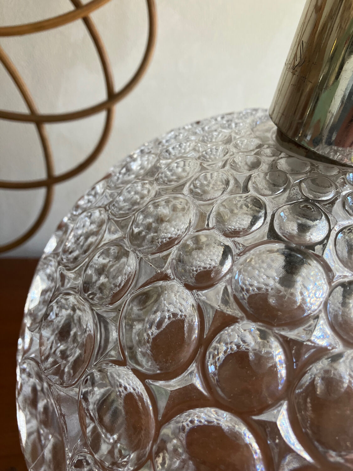 Glass pendant lamp with bubble patterns - 1960s