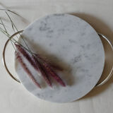 Oval cheese platter in marble and silver