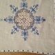 Nappe brodée bleu ancienne