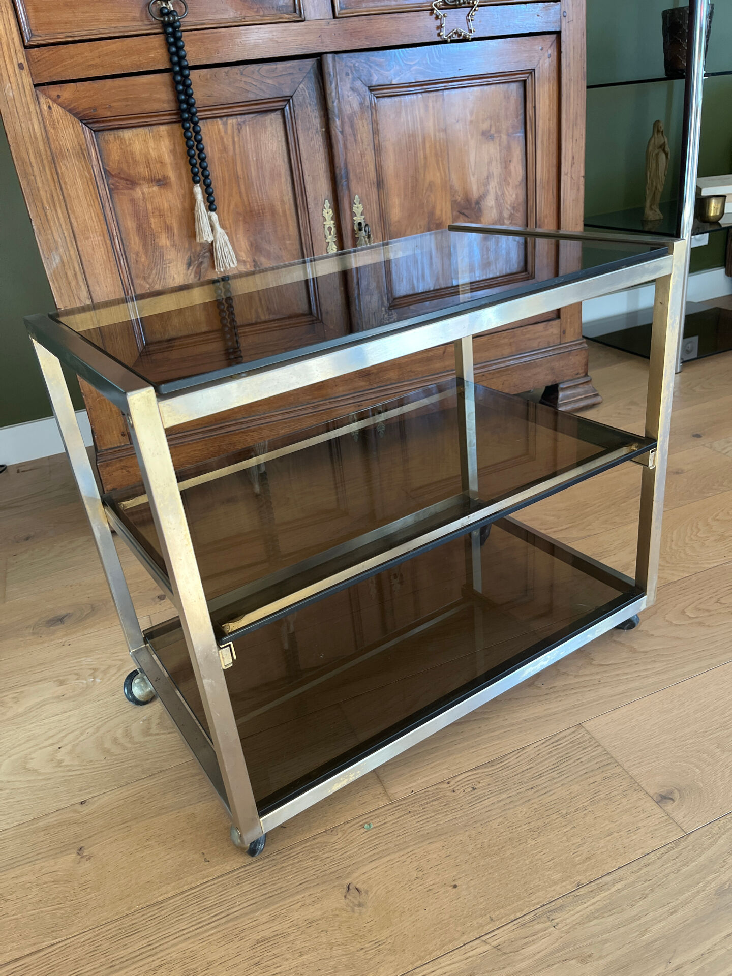 Brass and smoked glass table