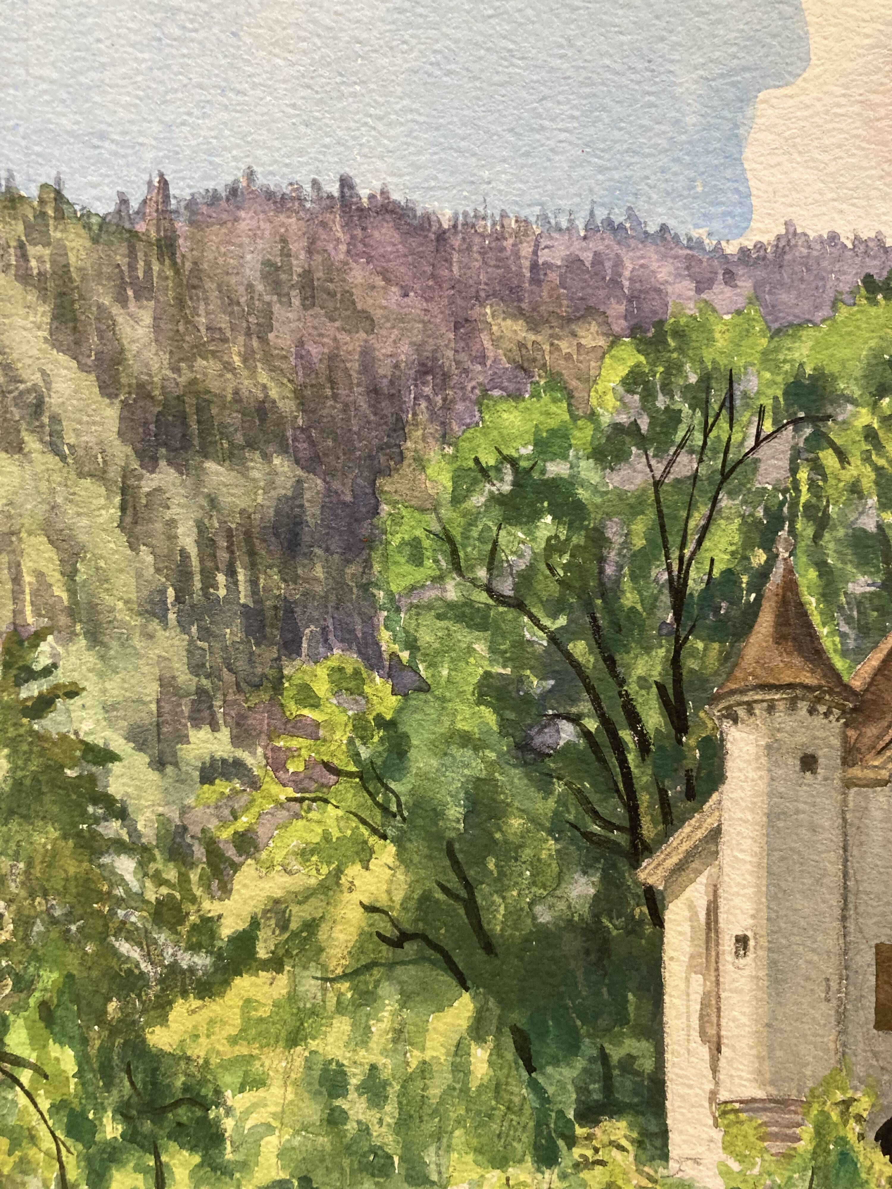 Watercolor vintage landscape